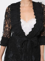 LACE PLEATED RUFFLE DETAILED CARDIGAN