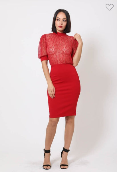 CROCHET BODYCON HALF SLEEVE DRESS