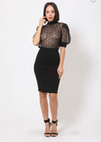 CROCHET BODYCON HALF SLEEVE DRESS