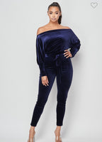 VELVET SKINNY PANTS DOLMAN JUMPSUIT