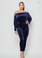 VELVET SKINNY PANTS DOLMAN JUMPSUIT