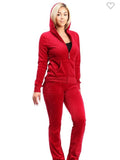 LONG SLEEVE ZIP DOWN HOODIE TOP AND FULL LENGTH PANT 2PC SET.