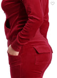 LONG SLEEVE ZIP DOWN HOODIE TOP AND FULL LENGTH PANT 2PC SET.