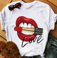 LIP PRINT WHITE T-SHIRT