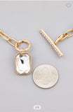 TOGGLE CHAIN RECTANGLE GEM PENDANT NECKLACE