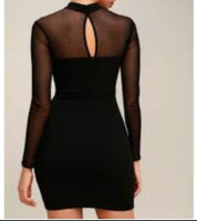 MESH INSERT LONG SLEEVE MIDI DRESS