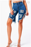 HIGH RISE RIPPED SHORTS