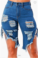 HIGH RISE RIPPED SHORTS