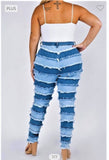 PLUS SIZE HIGH RISE PATCHWORK SKINNY JEANS