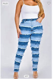 PLUS SIZE HIGH RISE PATCHWORK SKINNY JEANS