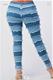 PLUS SIZE HIGH RISE PATCHWORK SKINNY JEANS