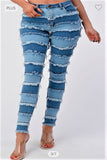 PLUS SIZE HIGH RISE PATCHWORK SKINNY JEANS