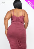 PLUS SIZE FRONT/BACK DOUBLE RUCHED DRESS