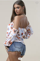 FLOWER PRINT OFF THE SHOULDER TOP