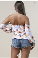 FLOWER PRINT OFF THE SHOULDER TOP