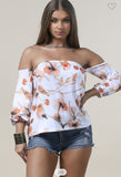 FLOWER PRINT OFF THE SHOULDER TOP