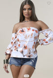 FLOWER PRINT OFF THE SHOULDER TOP