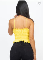 TIERED SHIRRED BODY CROP TOP