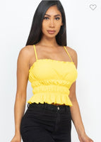 TIERED SHIRRED BODY CROP TOP