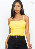 TIERED SHIRRED BODY CROP TOP