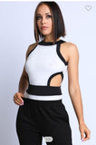 CONTRAST OPEN SIDE BODYSUIT