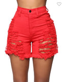 DISTRESSED DENIM SHORTS