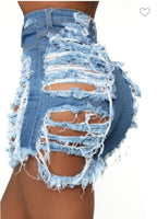 DISTRESSED DENIM SHORTS