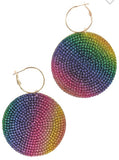 ROUND MULTI COLOR RHINESTONE EARRINGS