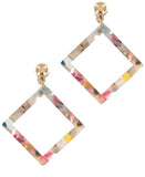 SQUARE RESIN MULTI COLOR EARRINGS