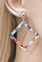 SQUARE RESIN MULTI COLOR EARRINGS