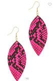 PINK LEATHER VEGAN ANIMAL PRINT LEAF EARRING
