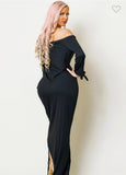 KISS LIP OFF SHOULDER TIE MAXI DRESS