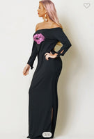 KISS LIP OFF SHOULDER TIE MAXI DRESS