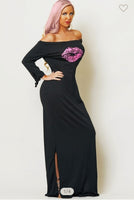 KISS LIP OFF SHOULDER TIE MAXI DRESS
