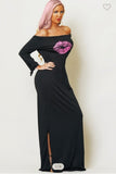 KISS LIP OFF SHOULDER TIE MAXI DRESS