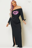 KISS LIP OFF SHOULDER TIE MAXI DRESS