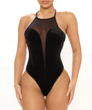 BLACK VELVET BODYSUIT