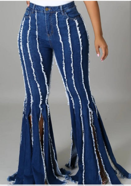 HIGH RISE PATCHWORK FLARE JEANS