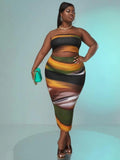 PLUS SIZE TIE DYE TUBE TOP AND SKIRT