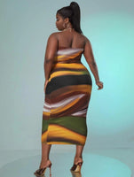 PLUS SIZE TIE DYE TUBE TOP AND SKIRT