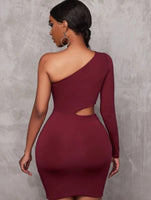 SEXY ONE SHOULDER CUT OUT BODYCON DRESS