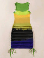 DRAWSTRING COLORBLOCK TANK DRESS