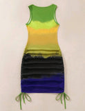 DRAWSTRING COLORBLOCK TANK DRESS