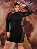 PLUS SIZE MESH BODYCON DRESS