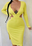 SEXY SPLIT HEM CUT OUT DRESS