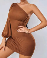 ONE SHOULDER CUT OUT BODYCON DRESS