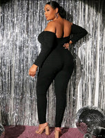 PLUS SIZE OFF THE SHOULDER JUMPSUIT