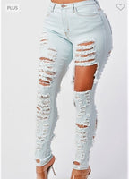 PLUS SIZE HIGH RISE DESTROYED SKINNY JEANS
