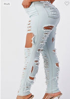 PLUS SIZE HIGH RISE DESTROYED SKINNY JEANS