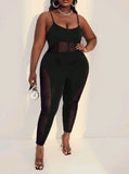 PLUS SIZE MESH UNITARD JUMPSUIT